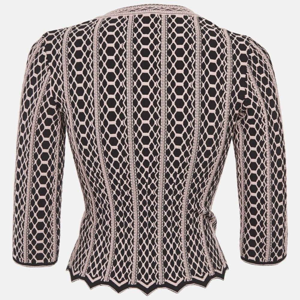 Alaia Black/pink Vienne Pattern Stretch Knit Top S - Picture 2 of 5